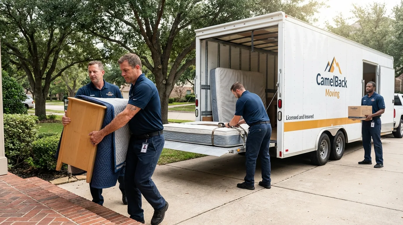 Crew loading residential truck for cross-state move from Queensbury, NY